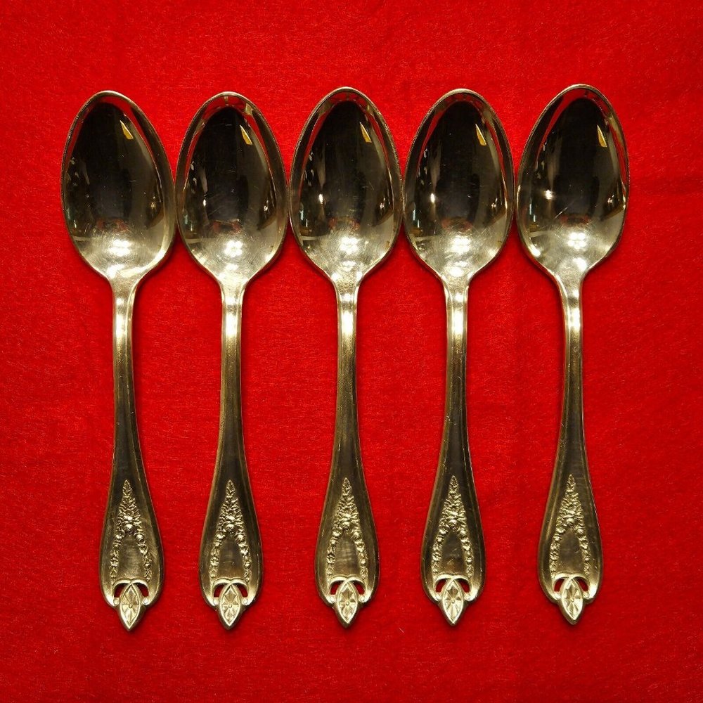 1847 Rogers Bros Silver-Plate Silverware - Lot of 5‎ Dessert Spoons